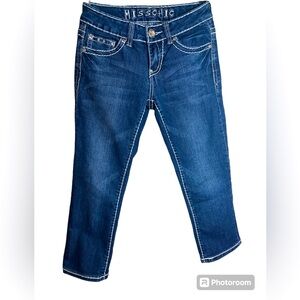 Miss Chic Capri Jeans Dark Wash with Embellished pockets Size 3